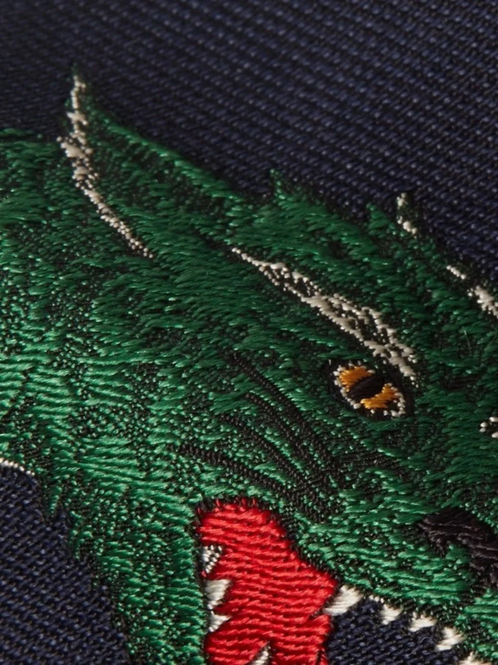 Gucci Panther Appliqué Silk and Wool Blend Tie
